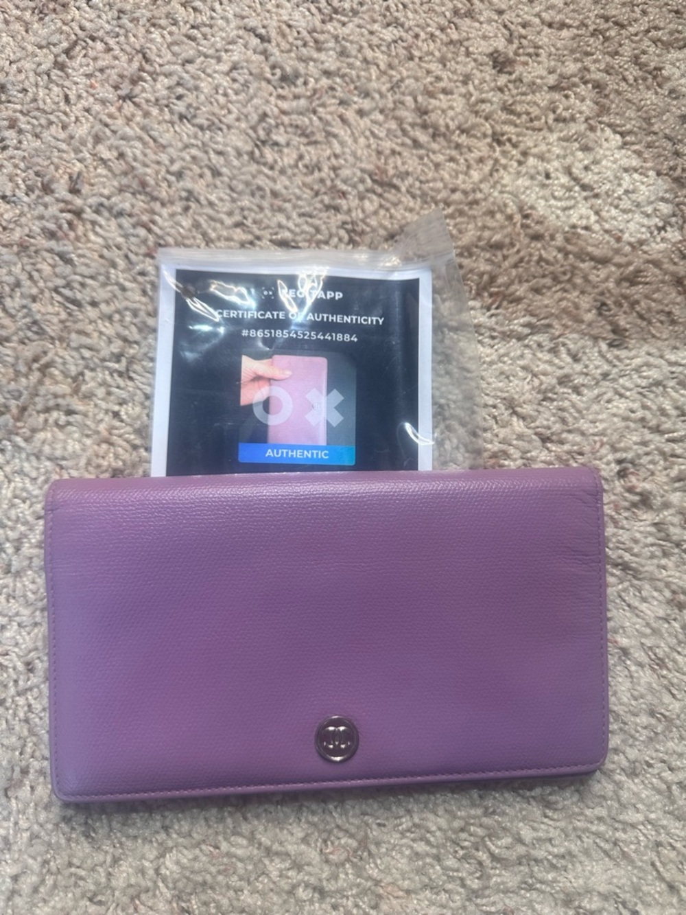 CHANEL Lilac Caviar Leather Long Wallet with Silver CC Snap - Picture 3 of 9